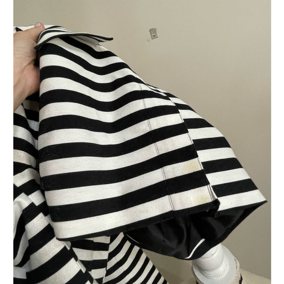Halogen Womens Long Jacket Coat Duster Black White Stripe Zip Front Sz XS Shift - Picture 13 of 16